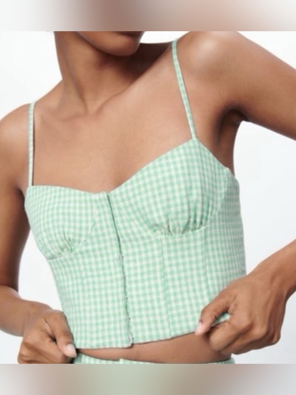 Zara Gingham Corset Crop Top